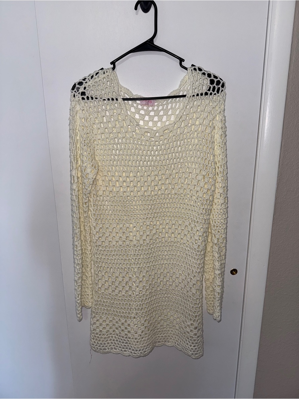 Pink Lily Cream Crochet Swim Coverup